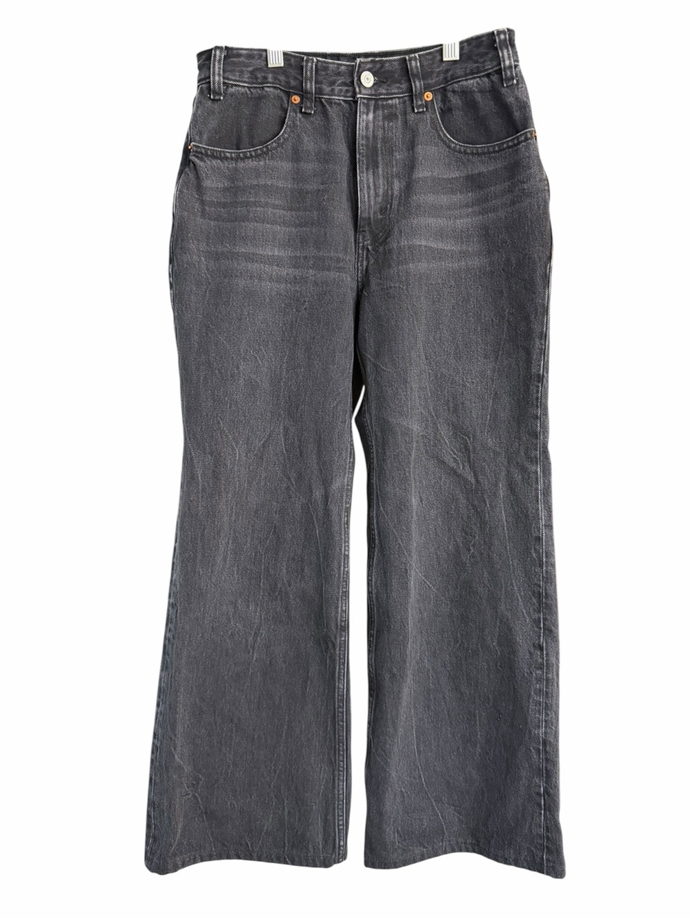Abercrombie & Fitch Annie Wide Leg High-Rise Jeans in Washed Black